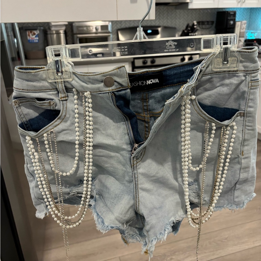 Embellished Denim Shorts
